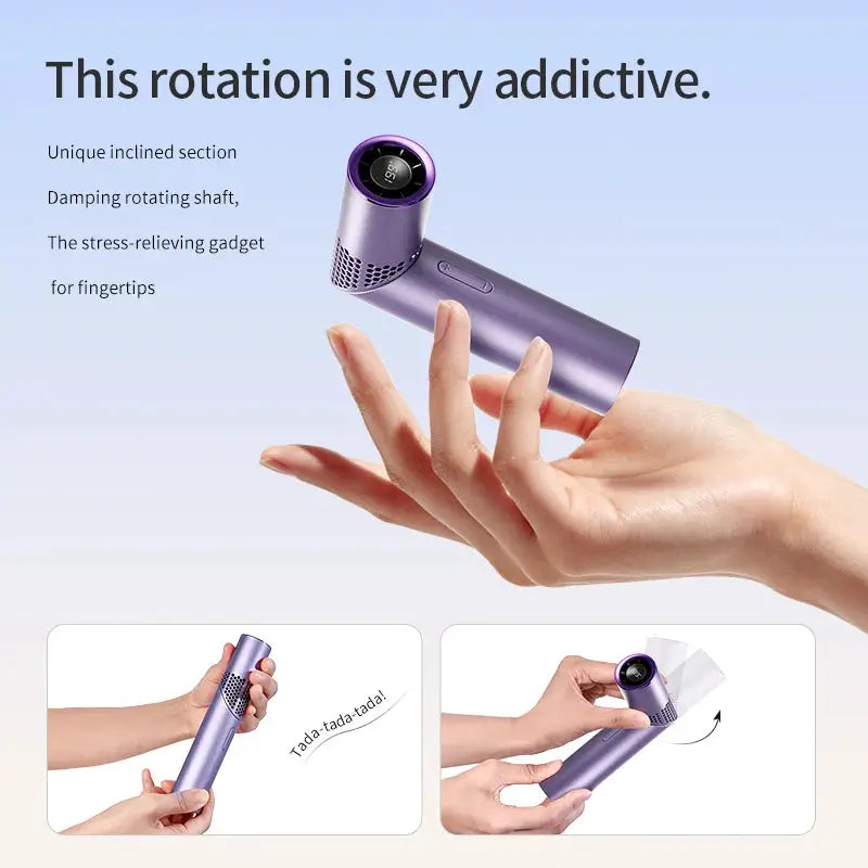 Brushless motor portable folding lipstick-style mini handheld fan, purple, Simples Market.