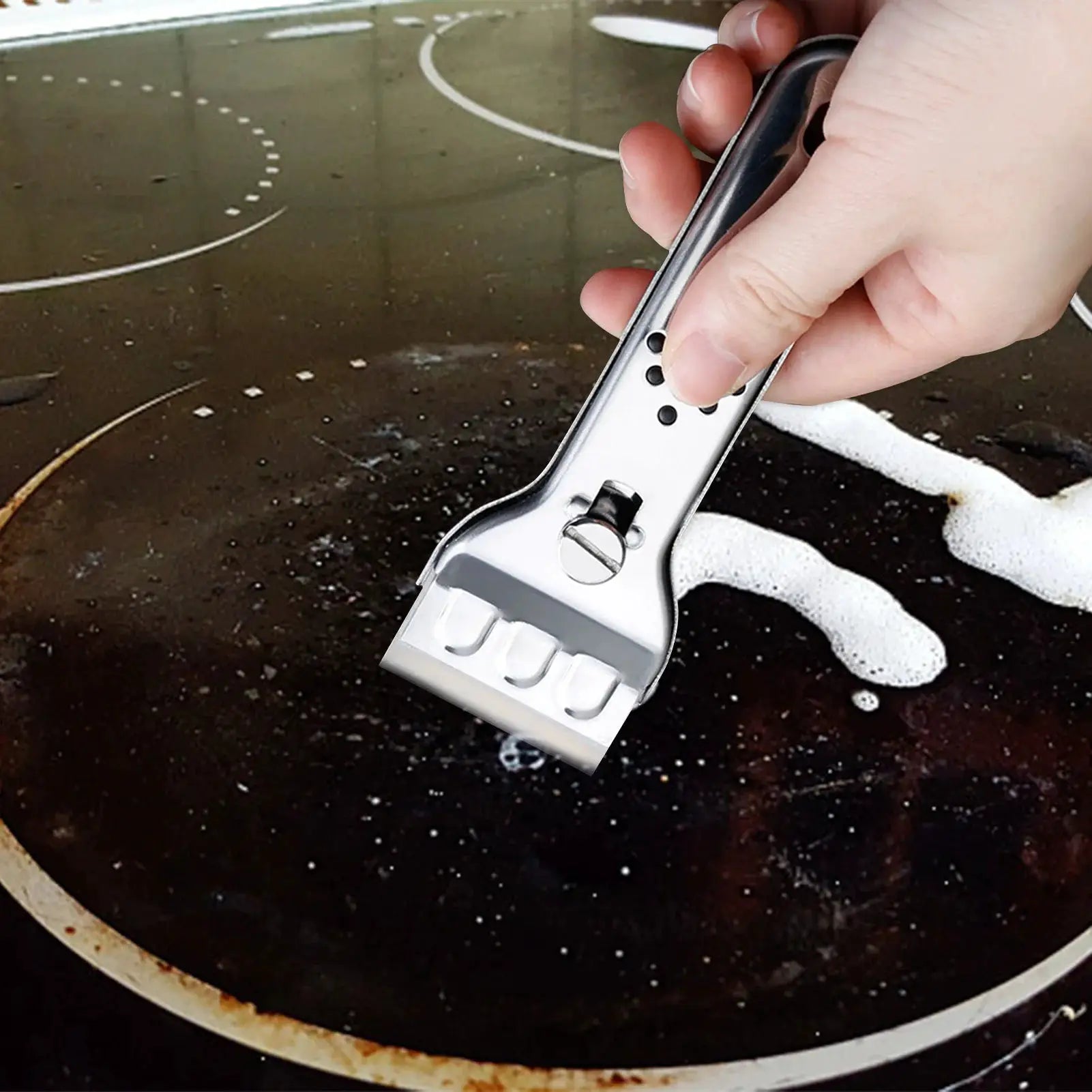 ChefPro Ceramic Glass Cooktop Scraper Stainless Steel Blade With Replaceable Sharp Edges And Paint Scraper