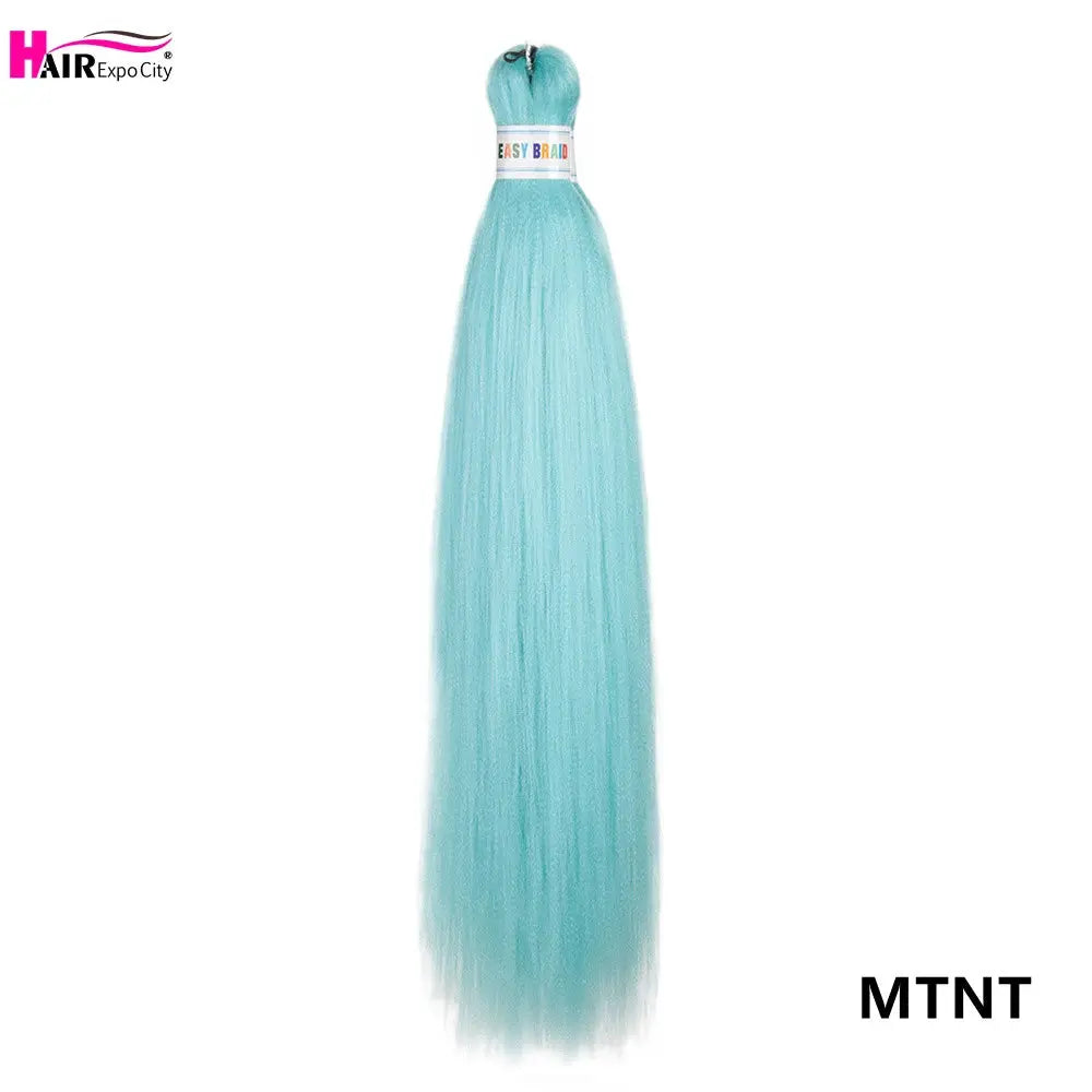 Easy Braids 26Inch synthetic jumbo braids hair extensions in turquoise mint color, pre-stretched, HAIR ExpoCity