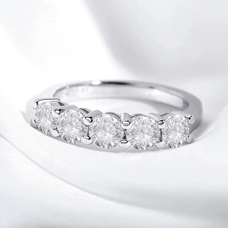 White Gold D Color 4mm Moissanite Ring For Women 1.5CT Stone Wedding Band GRA Certified S925 Sterling Silver