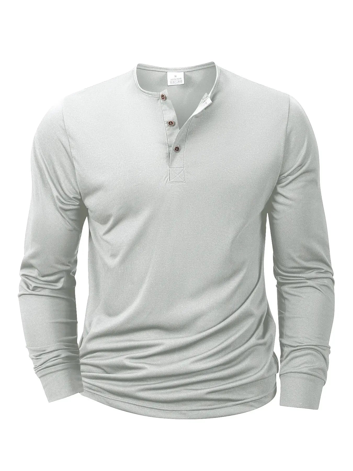 Mens Long Sleeve Henley Neck T Shirt Slim Fit Casual Button Shirt Comfortable Fitness Tee Cozy Top For Men