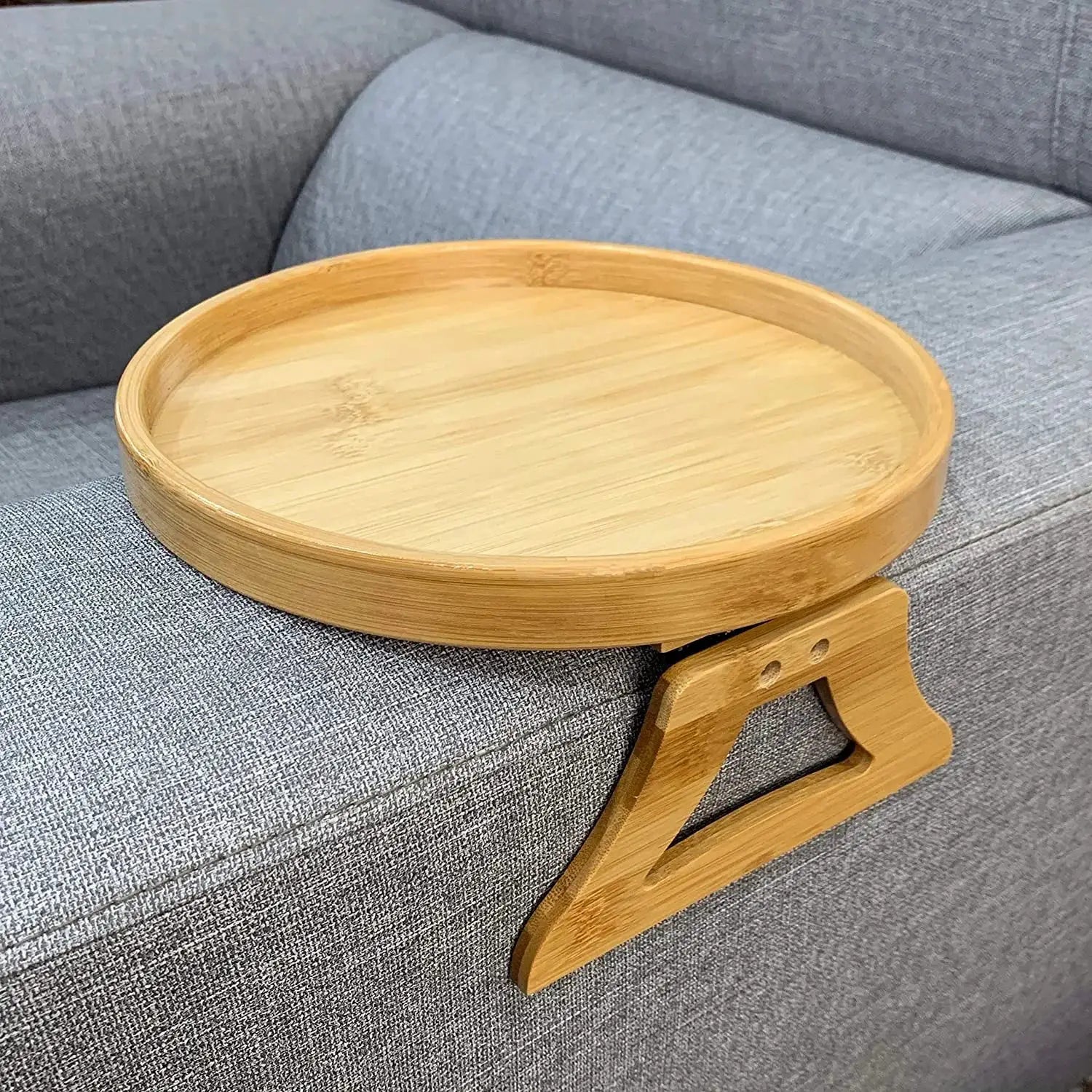 Natural Wooden Sofa Tray Table Clip On Armrest Tray For Remote Control TV Coffee And Snacks