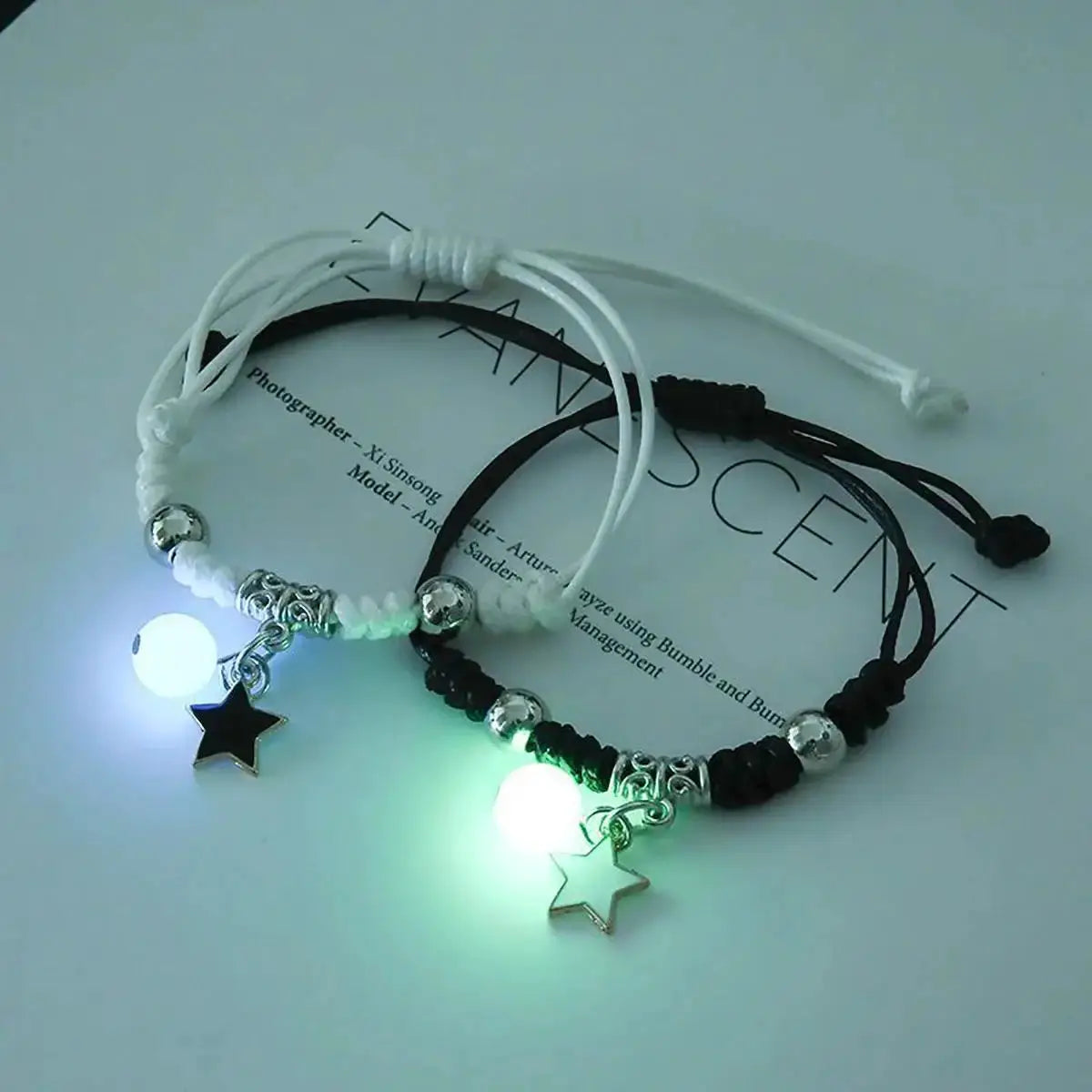 Two Piece Luminous Beads Star Couple Bracelets For Women And Men With Interchangeable Charms Matching Jewelry