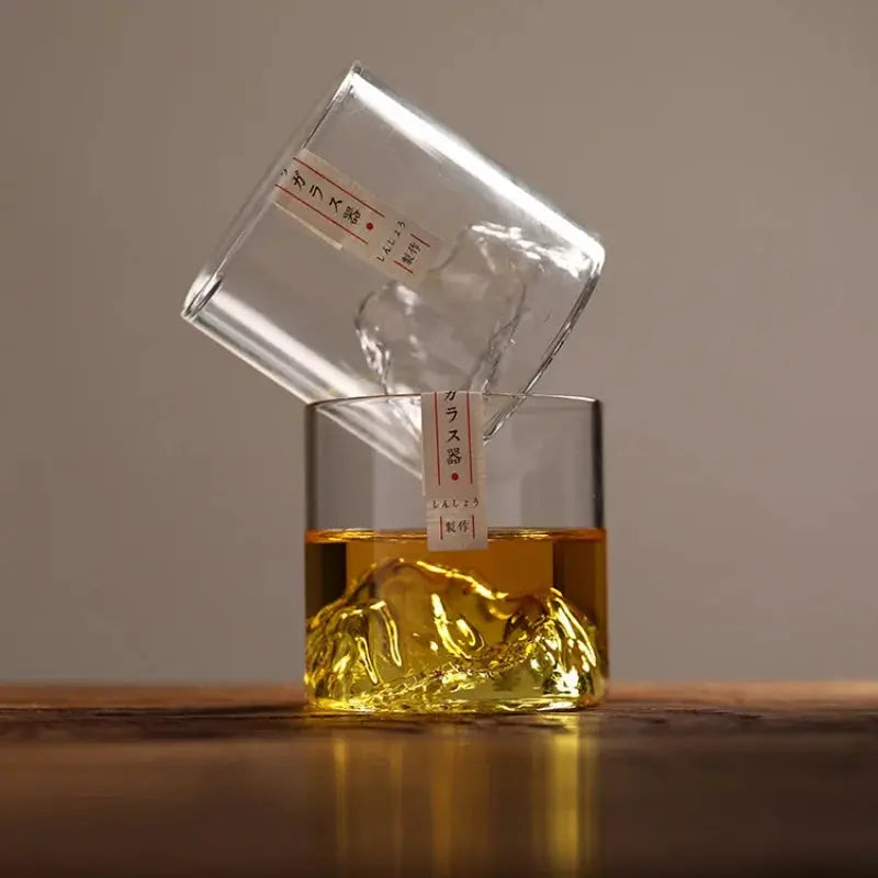 Japanese Glass Mt Fuji Teacup Heat Resistant 200ml Glacier Mountain Retro Design for Home Office