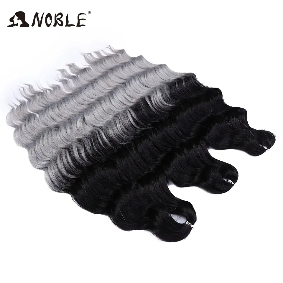 Noble Hair 24in synthetic loose deep wave braiding extensions, ombre blonde to black, water wave texture