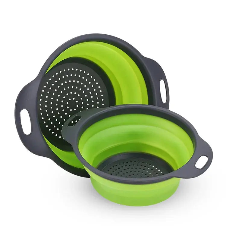 Silicone Collapsible Vegetable and Fruit Cleaning Basket Folding Drainage Colander Water Filter Net Kitchen Gadgets