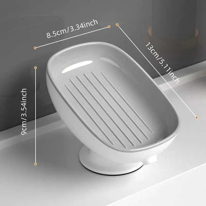 ZenCasa Bathroom Self Draining Soap Dish Holder With Super Suction For Secure Mounting On Smooth Surfaces