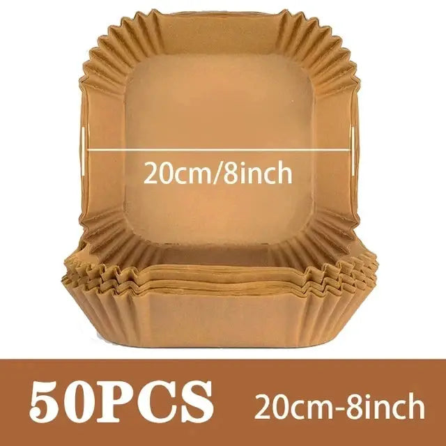 50 Pack Air Fryer Disposable Nonstick Round Parchment Paper Liners For Easy Cleanup