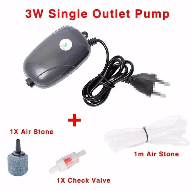 Aquarium Air Pump Fish Tank Mini Compressor Single And Double Outlet With Check Valve 220V 3W 5W