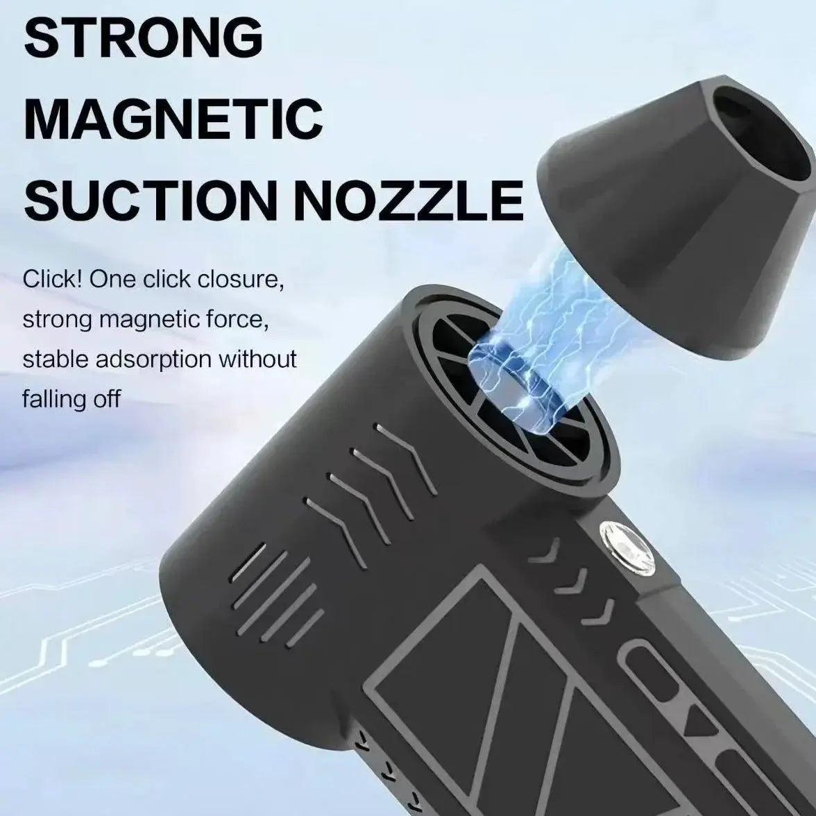 High Speed Handheld Multi Function Blower Fan Hair Dryer Balloon Inflator Air Mattress Camping Torch USB Rechargeable