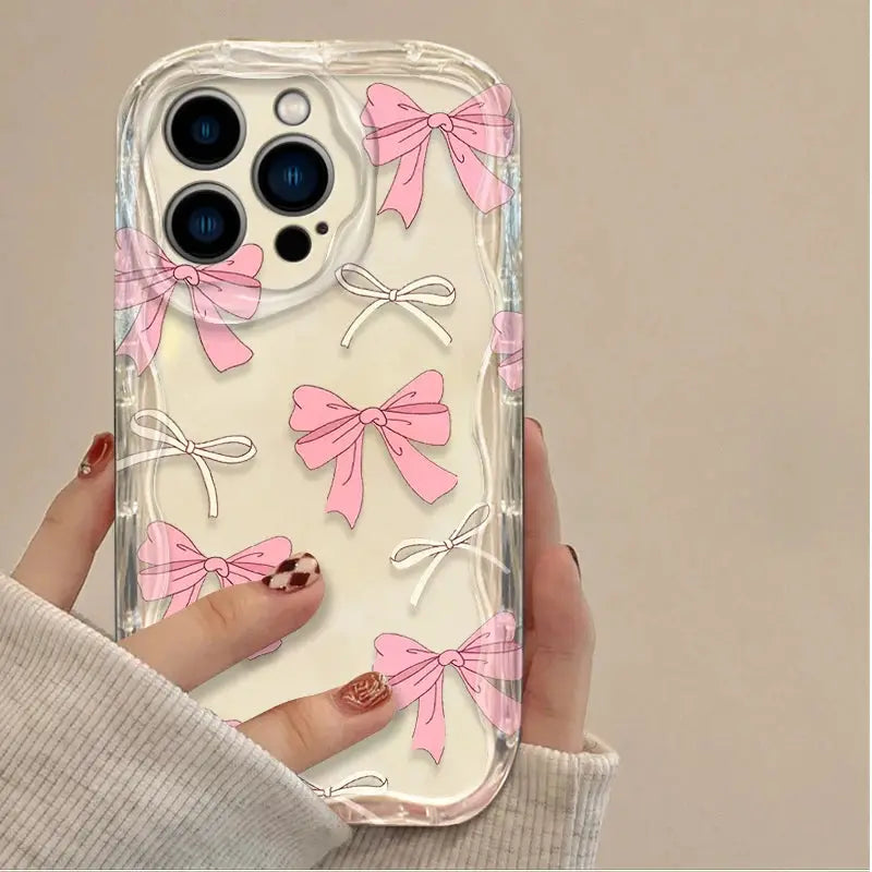 CharmGuard Black Bowknot Heart IPhone Case Silicone Shockproof With Soft Grip For IPhone Models