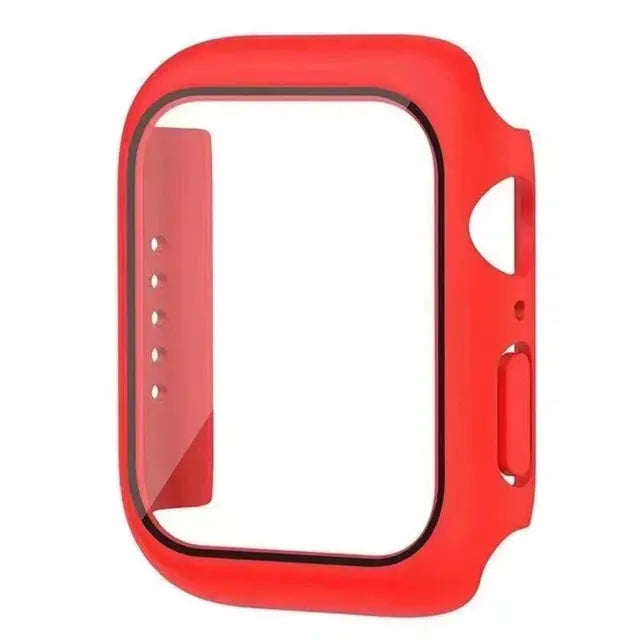 Apple Watch case with glass screen protector in red by Simples Market for 40–46mm models