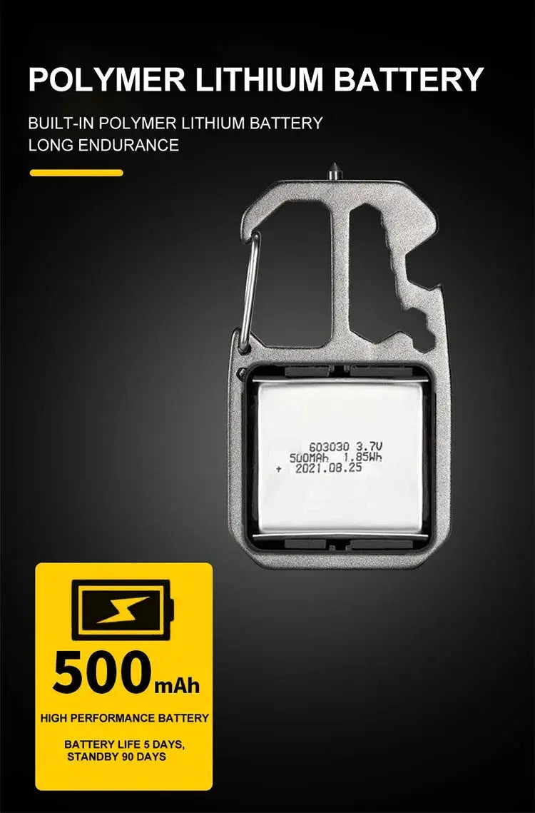 Simples Market COB keychain work light with 500mAh polymer lithium battery display