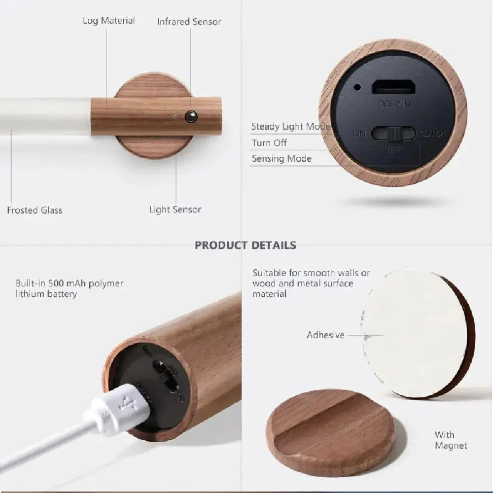 LED Night Light USB Charging Motion Sensor LED Lamp For Bedside Cabinet Wardrobe Home Lighting