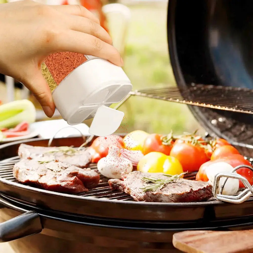 4 In 1 Camping Seasoning Shaker With Four Compartments For Outdoor BBQ Cooking Salt Pepper Storage Box And Lid