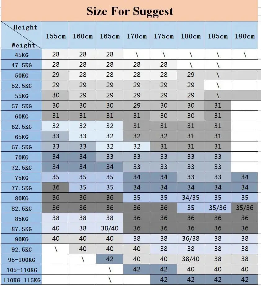 Men's denim shorts size chart by Simples Market, slim fit, light blue theme