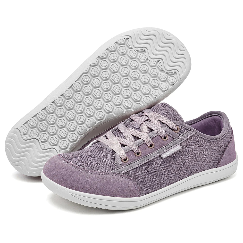 HOBIBEAR lavender barefoot sneakers with textured fabric upper, pair