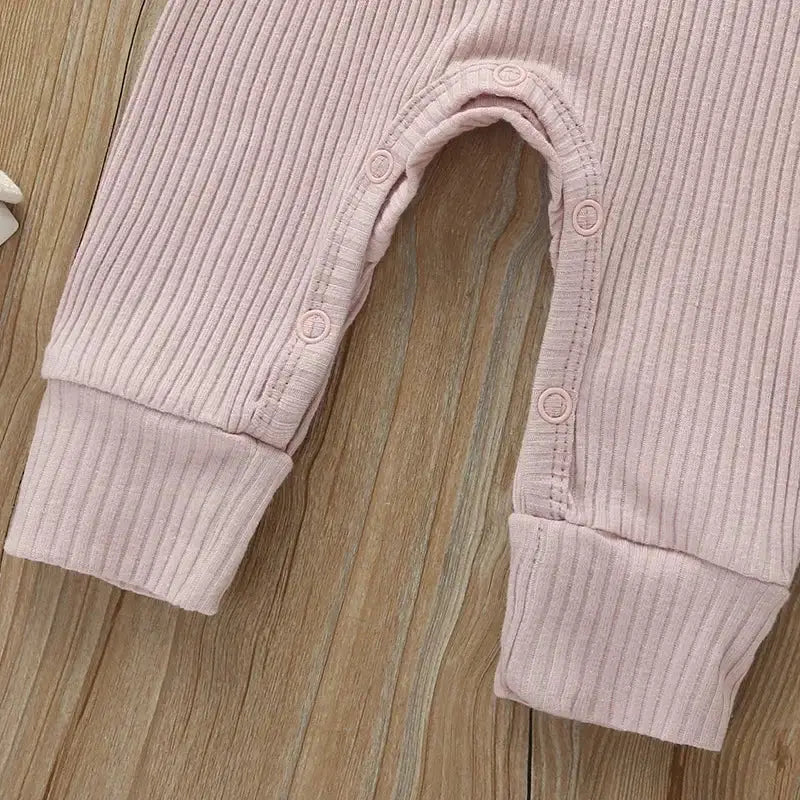 Spring Autumn Newborn Unisex Baby Long Sleeve Rib Cotton Romper Playsuit Jumpsuit O Neck Solid Color
