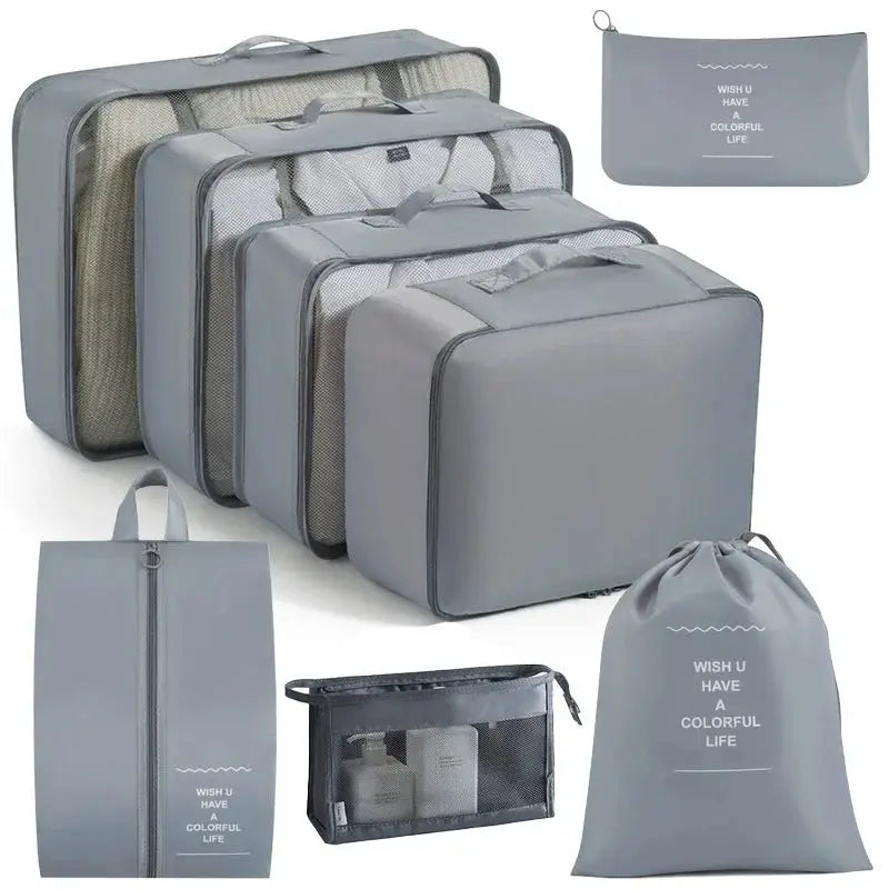 EcoVoyage Travel Storage Bag Set 7 8 9 Piece Eco Friendly Compression Packing Cubes For Clothes Shoes Toiletries
