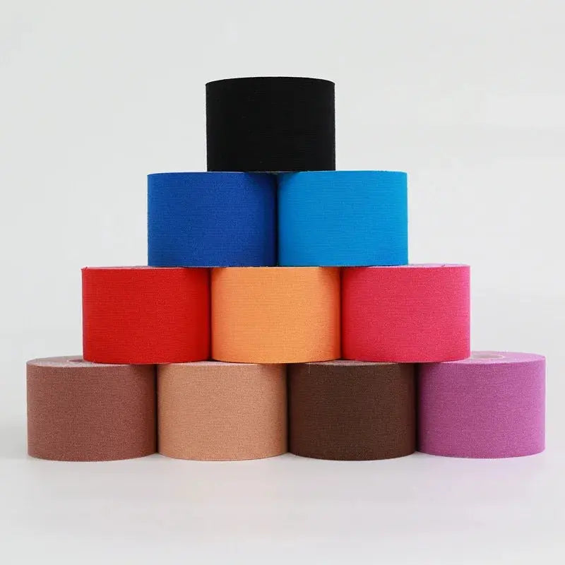 Kinesiology tape rolls, 10 assorted colors, for athletic recovery and knee support