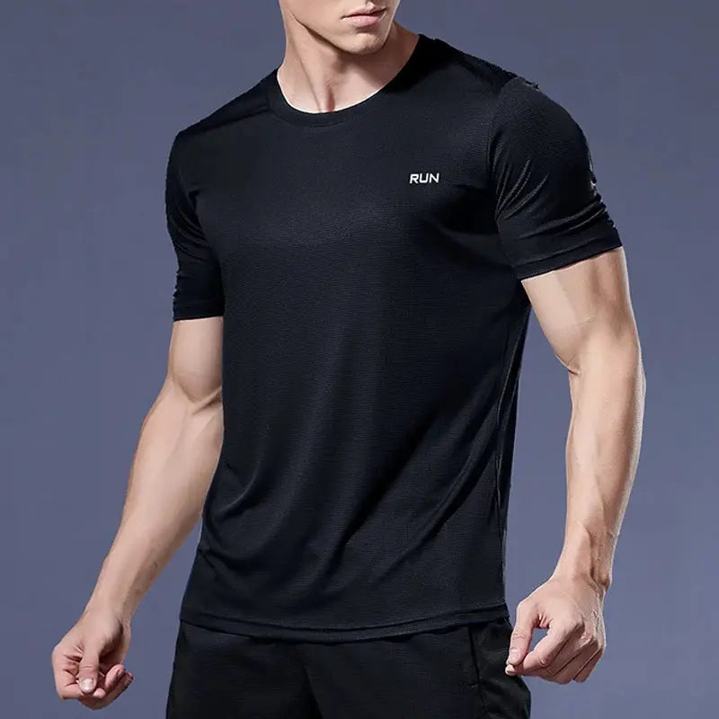 Mens Quick Dry Sport T Shirt For Running Soccer Gym Moisture Wicking Fitness Tee