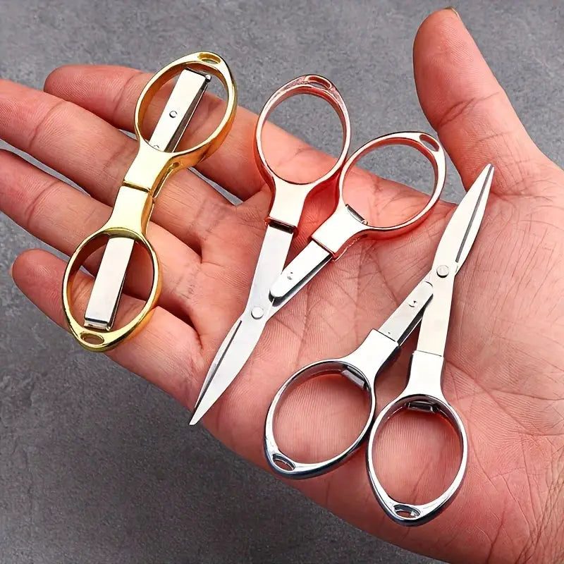 1 Piece Versatile Stainless Steel Folding Scissors Retractable Portable for Travel Outdoor Daily Needs