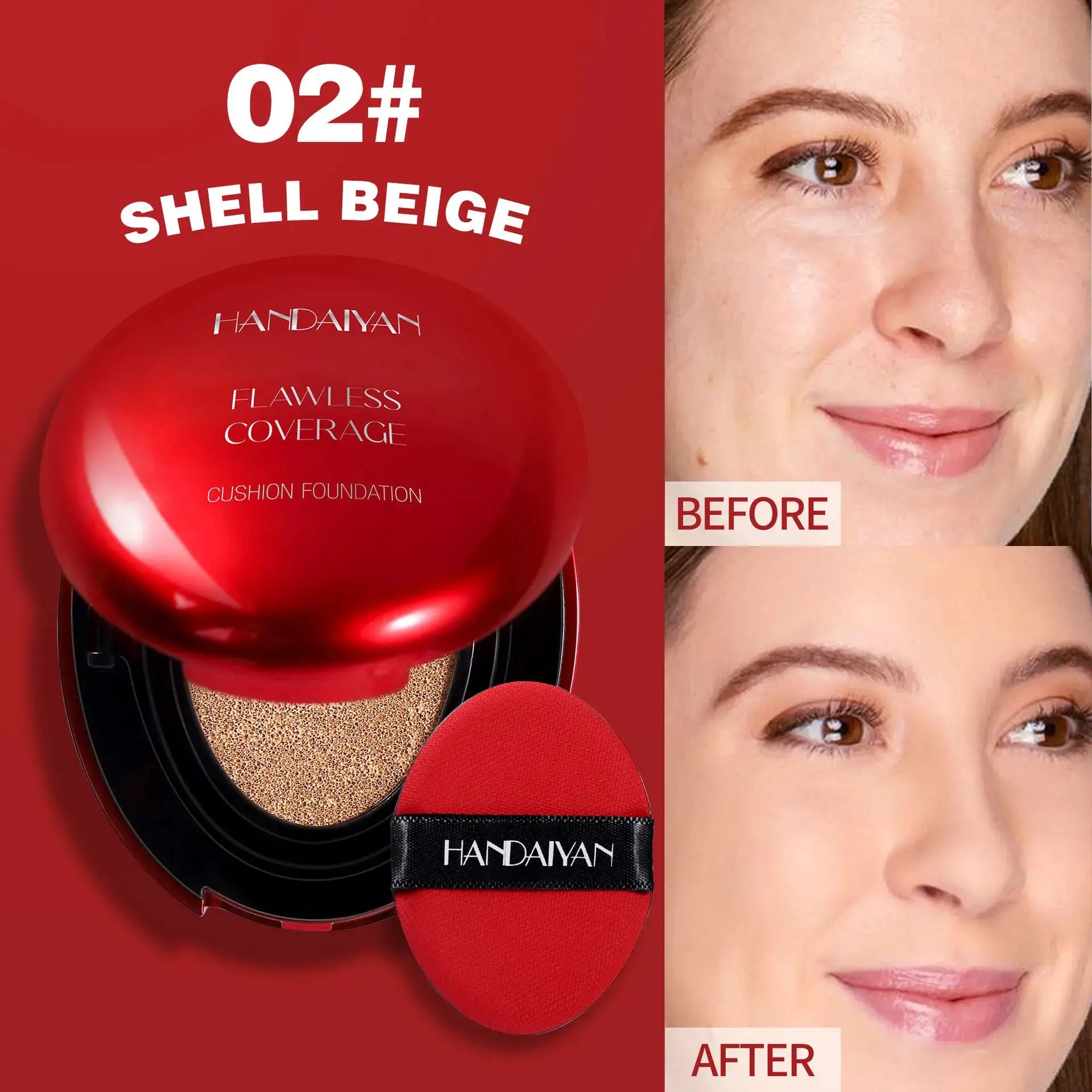 Korean Air Cushion Foundation Oil Control For Long Lasting Natural Finish Moisturizing Brightening Radiant Complexion