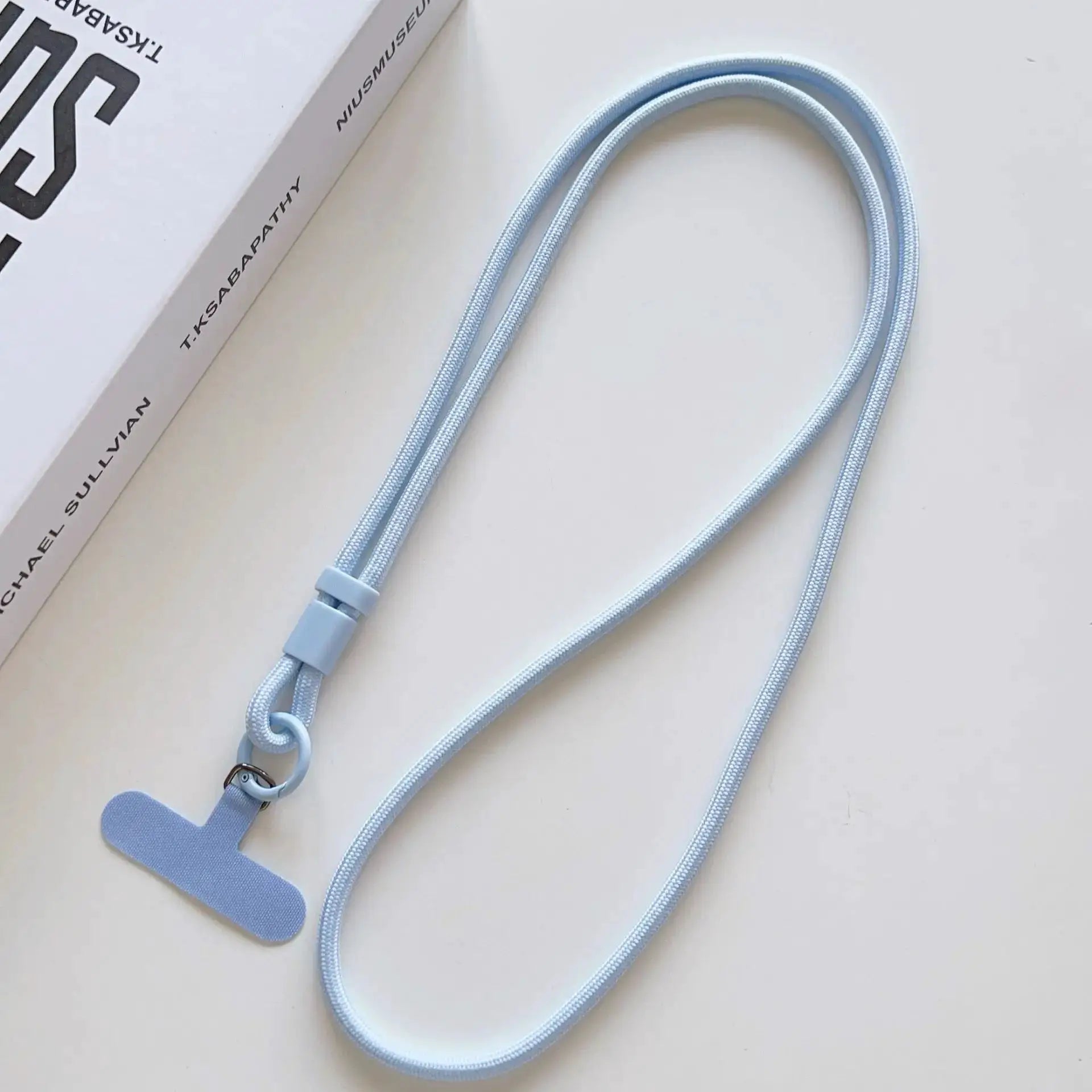 Phone lanyard strap diagonal crossbody in light blue-gray, Simples Market