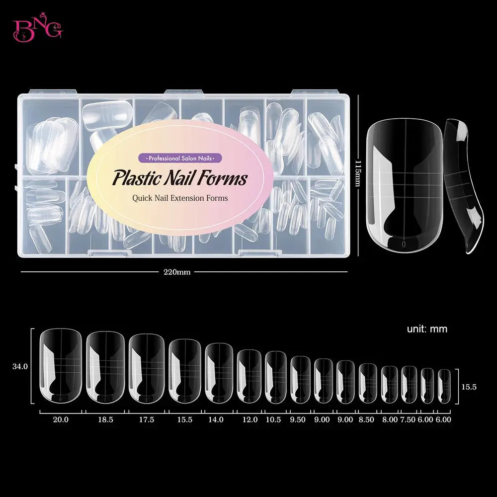 Wide Size Dual Form Nail Molds For Quick Build UV Gel Extensions Square Coffin Almond Shapes