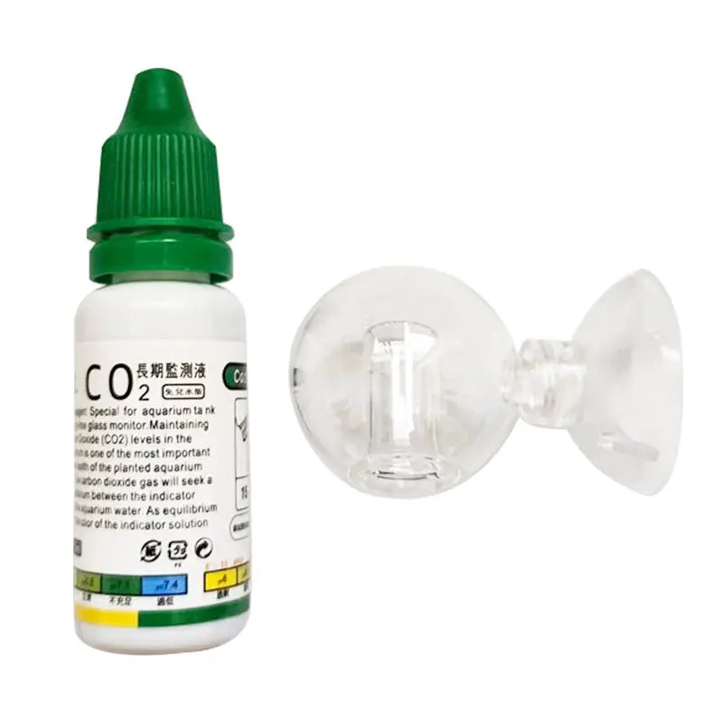 Simples Market 2-piece aquarium CO2 indicator kit: bottle with green cap and clear glass drop checker.