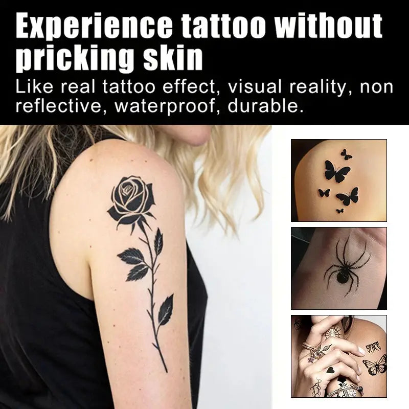 Long Lasting Temporary Tattoo Inks Kit With Three Tattoo Stickers Freehand Painting Gel For Face And Body