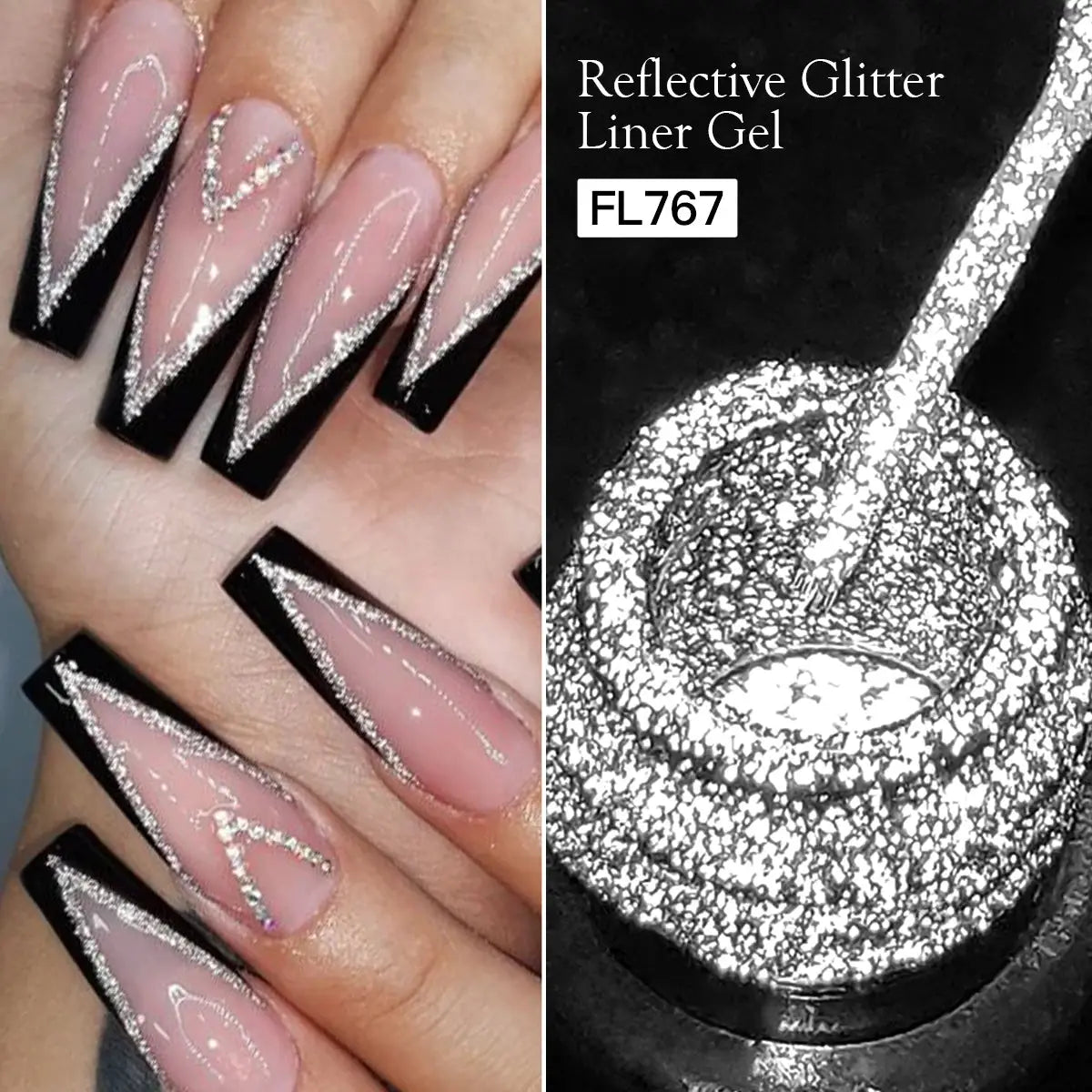 Four Lily Reflective Glitter Liner Nail Gel Polish 5ml Gold Silver Red Shine For UV LED Lamps