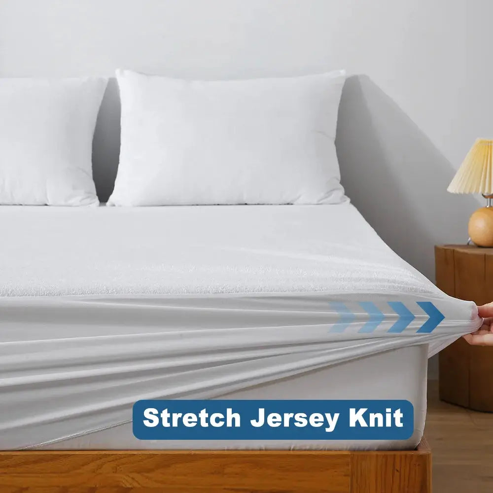 Stretch jersey knit white fitted sheet, 1pc by Simples Market with deep pockets