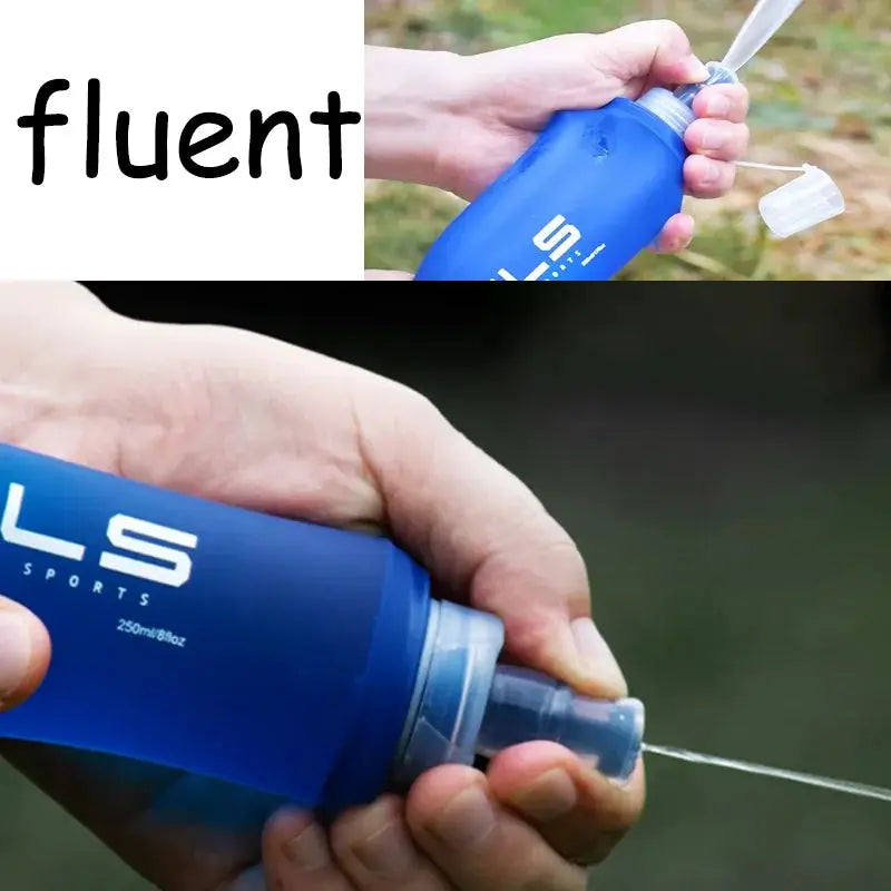 Blue WRELS folding camping water bottle with soft flexible body and BPA-free cap
