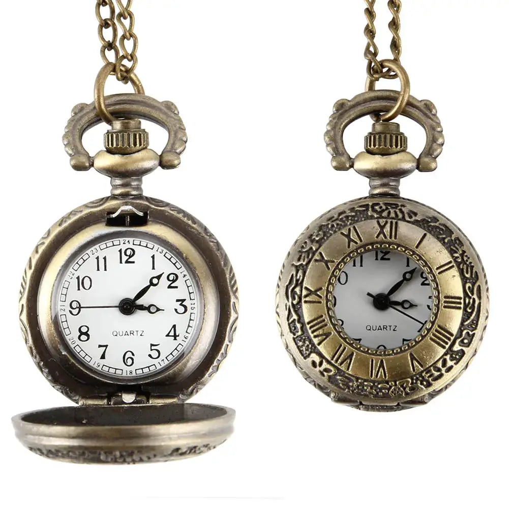 Timeless Charm Vintage Pocket Watch Alloy With Roman Numerals Dual Time Display Unisex Necklace Accessory