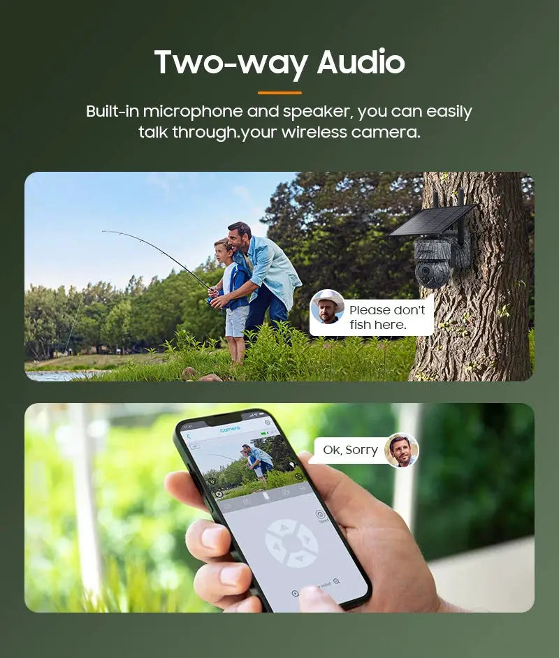 INQMEGA solar-powered wireless PTZ CCTV camera with two-way audio by Simples Market