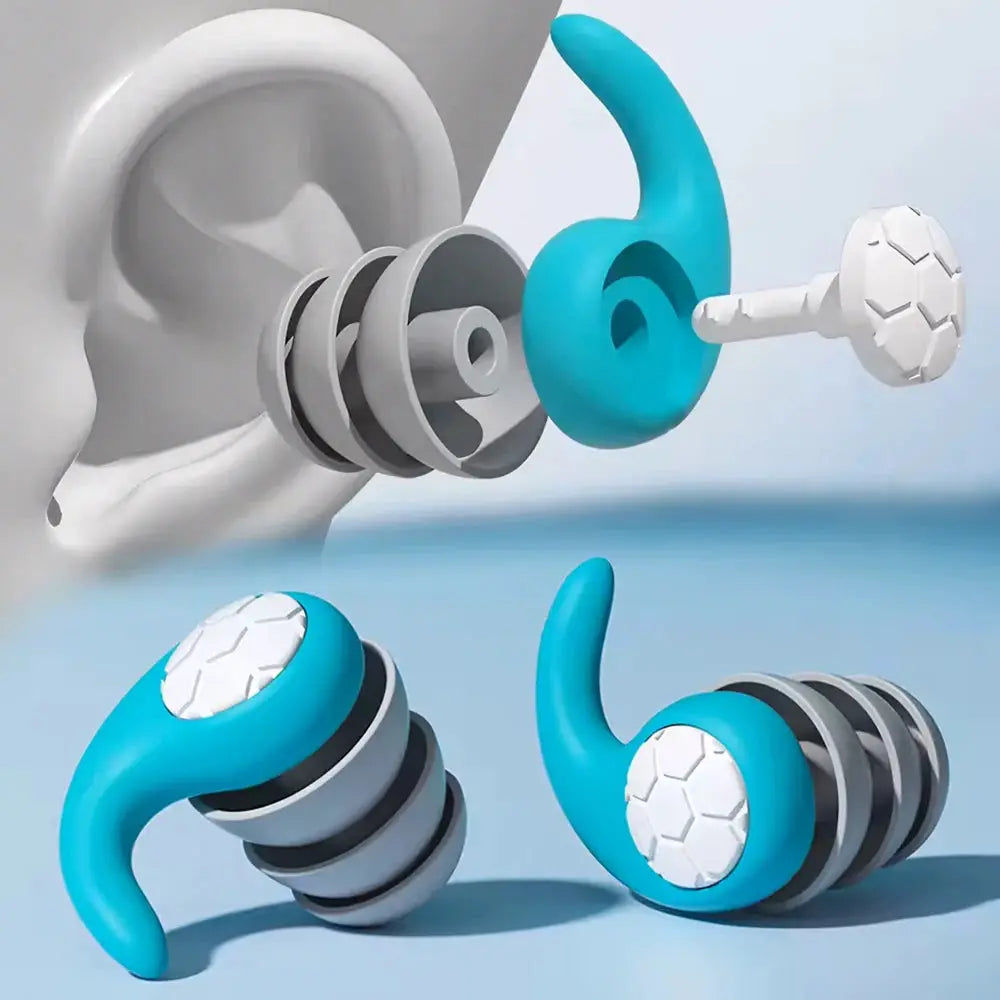 Silicone Noise Cancelling Earplugs Three Layer Noise Filter for Sleep and Swimming Waterproof