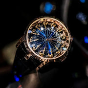 Men's quartz watch with the Twelve Knights of the Round Table motif, gold-tone case and blue dial