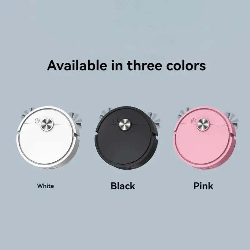 Smart vacuum cleaning robot mini mopping by Simples Market in white, black, and pink (3 colors)