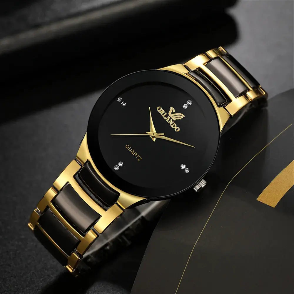 Men's Black Dial Steel Quartz Watch With Alloy Case And Band For Business And Everyday Wear