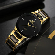 Men's Black Dial Steel Quartz Watch With Alloy Case And Band For Business And Everyday Wear