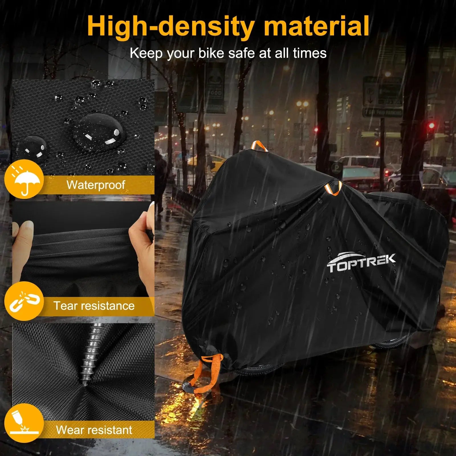 Toptrek Bike Cover 210T All Weather Waterproof Bicycle Protector Rain Snow Dustproof Shield