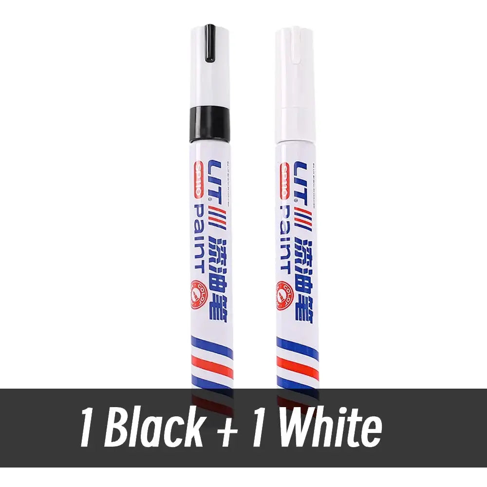 Paint marker pens, 2-pack: 1 black-cap and 1 white-cap waterproof permanent markers