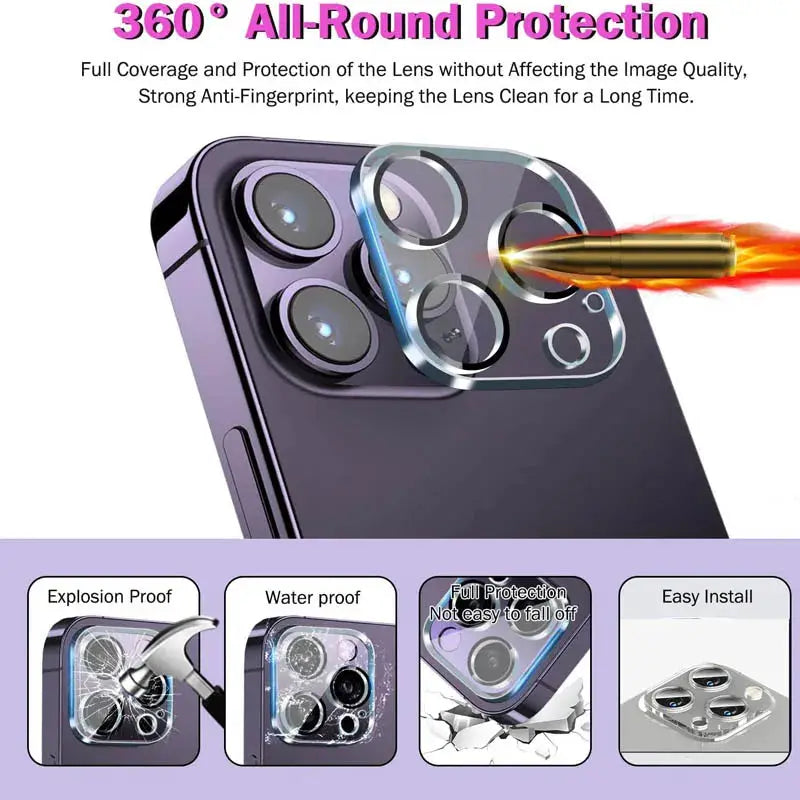 Camera Lens Protector for iPhone, Simples Market, clear 360° lens protection for Pro/Max models