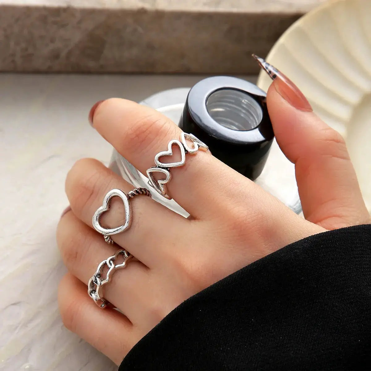 Punk Gothic Skeleton Ring Set Unisex Jewelry Grunge Butterfly Frog Motifs Hip Hop Street Style Ring Gift 2024