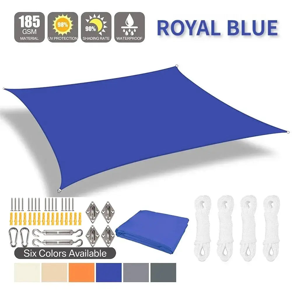 Sun shade sail by Simples Market in royal blue with hardware kit and six color options