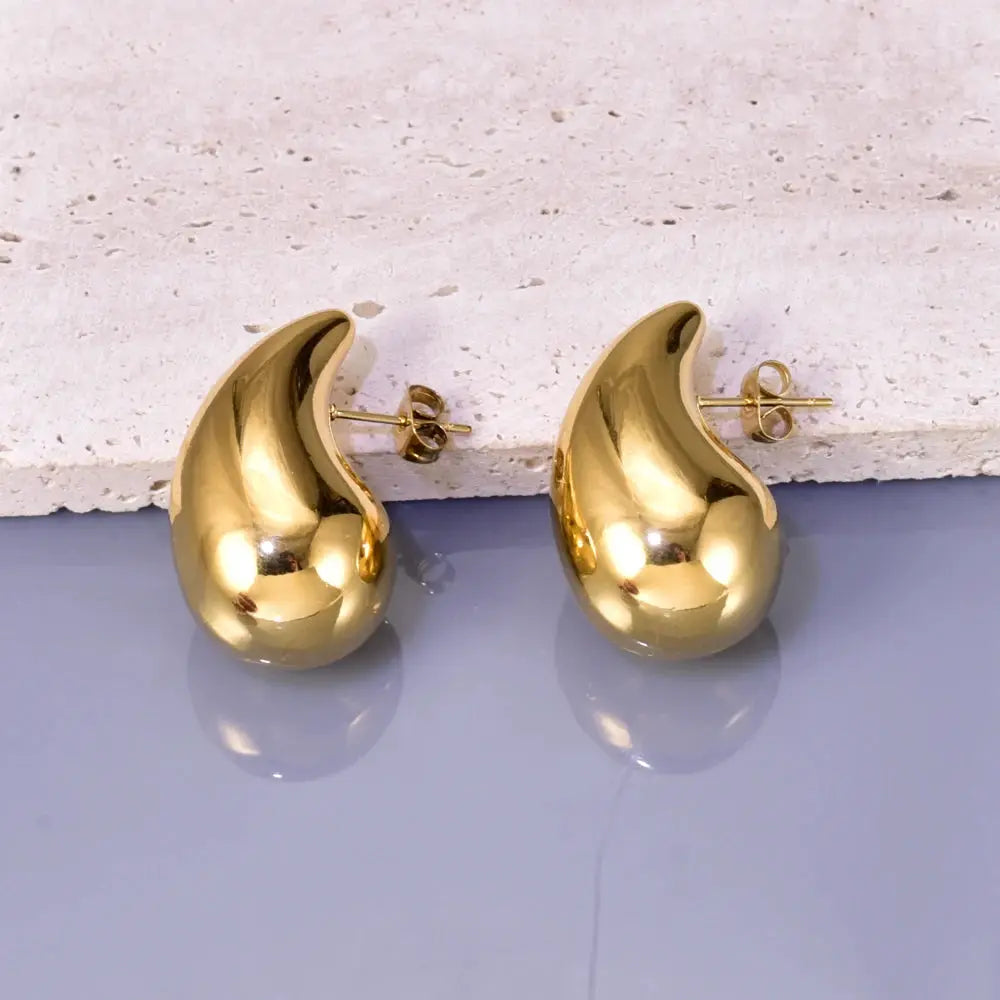 E77 Cross Border Stainless Steel Hollow Earrings Gold Color Plated Light Luxury Elegant Womens Simple Earrings