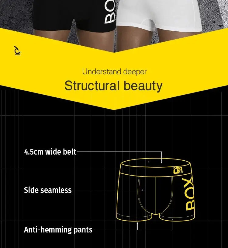 Men's cotton boxer briefs by Simples Market, black and white 2-pack with breathable U-pouch