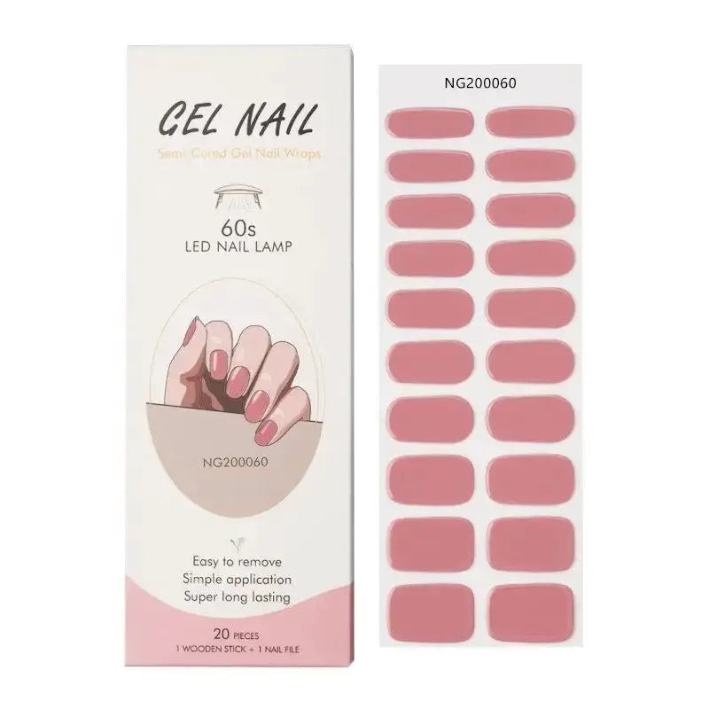 NailLux Semi Cured Nail Wraps For 16 To 20 Tips Easy Full Cover Adhesive Press On Nails Gel Finish UV LED Compatible