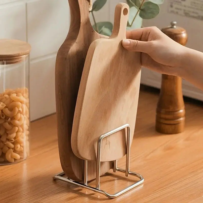 KitchenPro Space Saving Stainless Steel Pot Lid And Cutting Board Organizer Combo Heavy Duty Countertop Rack